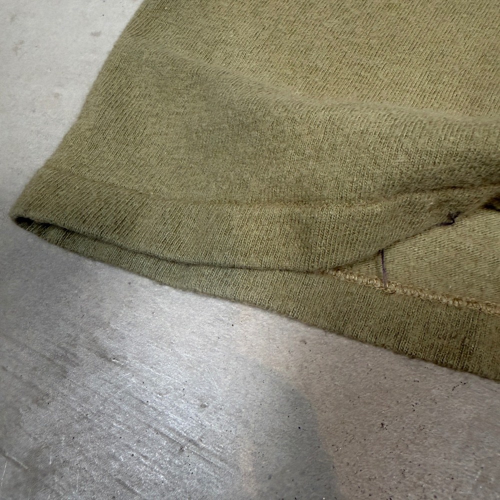 Vintage 1940s Military Long Sleeve Undershirt Olive Drab wool Crew Neck WWII - Picture 5 of 7